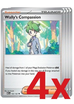 4x Wally's Compassion 132/132 Pokemon TCG Playset ME01: Mega Evolution