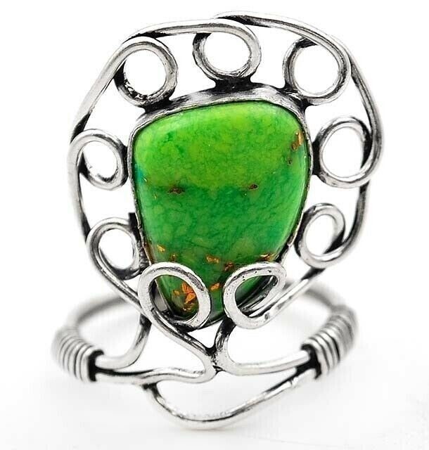 Natural Golden Turquoise 925 Sterling Silver Ring Sz 6