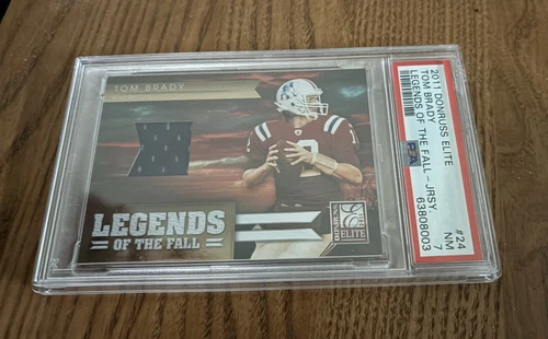 Tom Brady 2011 Donruss Elite Legends Of The Fall Game Used Jersey /299 PSA 7