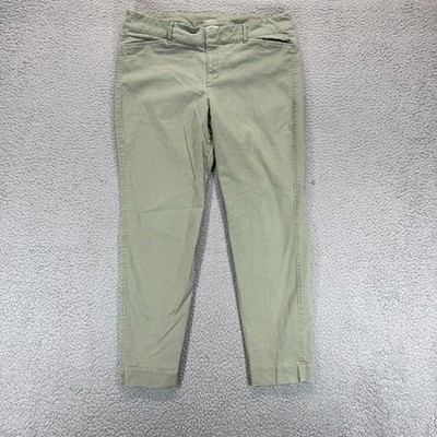 Old Navy Green Women Size 12 Mid Rise Cotton Blend Flat Front Preppy Ankle Pants