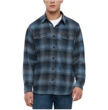 Orvis Men  s Flannel Shirt Regular Fit Heavyweight Cotton Plaid Blue Size Medium