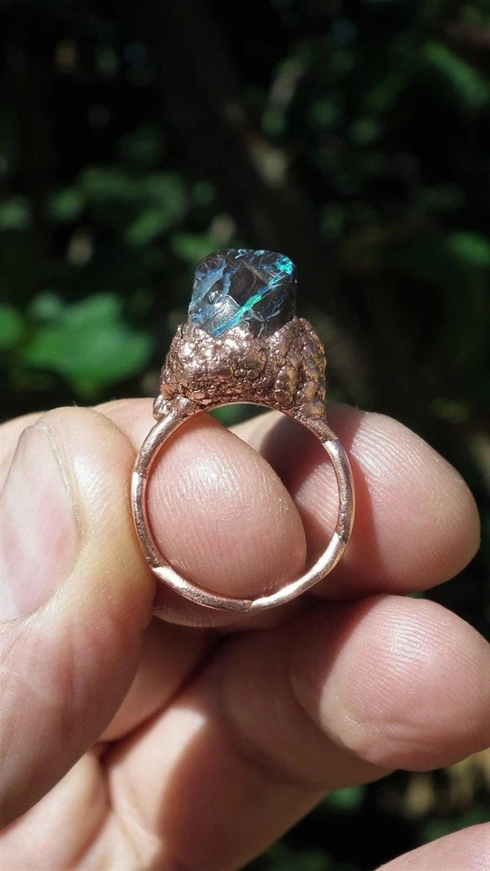 Electroformed copper Australian Opal ring - Image 3 of 4