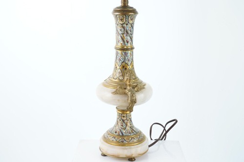 Antique French Gilt Bronze Champleve with onyx lamp - Picture 3 of 6