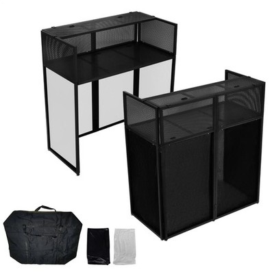 Portable DJ Facade Table Station 44x20'' Foldable Event Booth Facade Metal Frame-