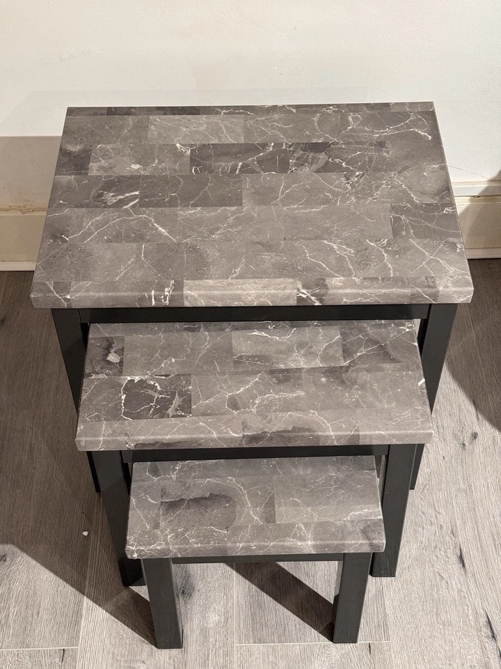 Nest Of Table Grey Marble Effect Living Room