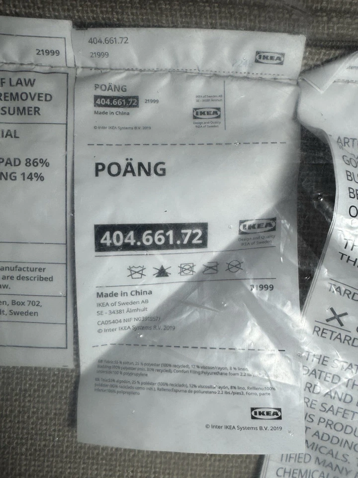 Almofada Otomana IKEA POANG 404.661.72 Bege Hillared - Nova Selada - Imagem 4 de 4