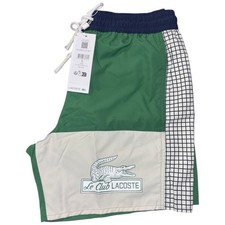 New Mens Lacoste Swim Shorts Colour block Mesh Trunks Green White Size Small New