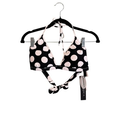 La Blanca Women s String Reversible Bikini Top Black and White Size 10 NWT