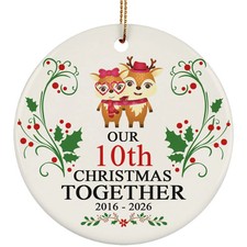 Custom Year Anniversary Ornament Funny Our Deer Couple Christmas Together Gift