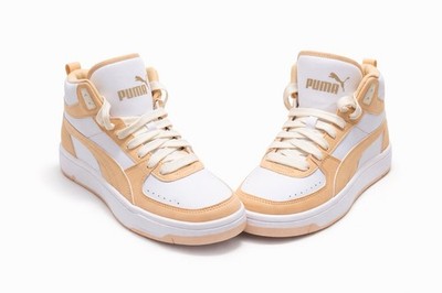 PUMA White Beige High Top Lace Up Athletic Sneakers Casual Activewear