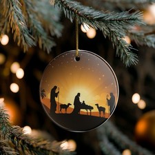 Nativity Scene Ceramic Ornament, Christmas Decor, Holiday Ornament, Unique ... 