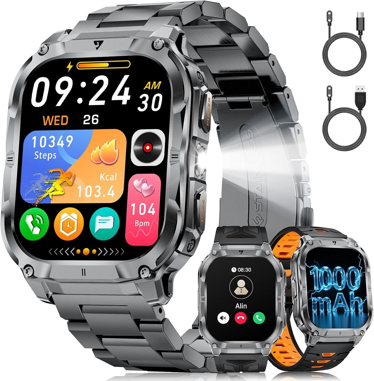 Montre Lige EF-22 E Connectée Homme avec appels Bluetooth et étanche IP68