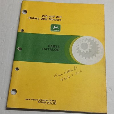 Genuine John Deere 240 and 260 rotary disk Mowers parts catalog PC2006
