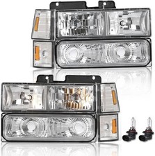 Headlight Assembly Compatible With Gmc Sierra Ck Yukon 1500 2500 1994-1998