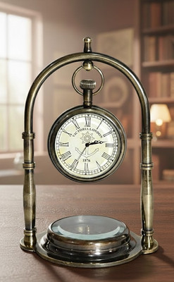 Vintage Style Brass Desk Clock with Roman Numerals   Elegant Desk & Table Decor