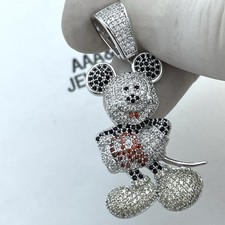 REAL 925 STERLING SILVER CUBIC ZIRCONIA MICKEY MOUSE PENDANT