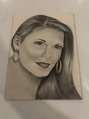 Vtg Rare Original Woman Portrait Fantasy Art Drawing Sketch Artist Signed 1998