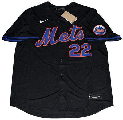 JUAN SOTO AUTOGRAPHED NEW YORK METS #22 BLACK NIKE LIMITED JERSEY