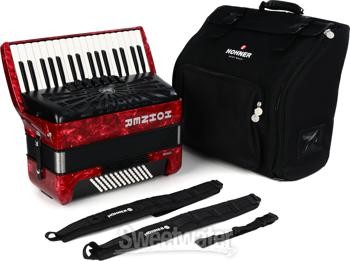 Hohner Bravo III 72 Fisarmonica cromatica a chiave per pianoforte - Rosso perla - Foto 6 di 9