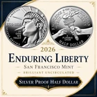 2026 S Enduring Liberty Half Dollar ~ .999 Silver Proof ~ US Mint SemiQ Kennedy!