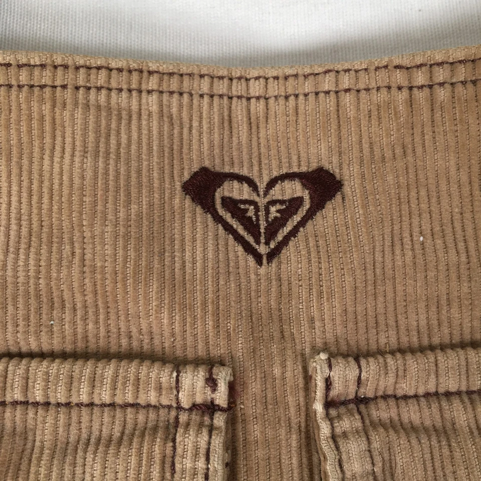 Mini Bolso de Hombro Vintage Y2K ROXY Beige Marrón Pana Bolsillos Frontales a Presión Foto 3 de 4