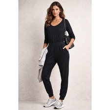 Sweaty Betty Jumpsuit Womens M Black Athleisure Minimalist Lounge Active Comfy