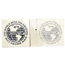 Lot de 2 autocollants RIMOWA logo globe (noir et gris) style vintage