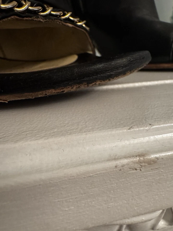 Chanel Negro Piel de Cordero Peep-Toe Botines Corte Cadena Tacón CC Talla 39 Hecho en Italia Foto 2 de 4