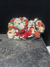 vintage lata 90. plastikowy Święty Mikołaj i szczenięta dekoracyjny znak okienny lub ścienny Lut