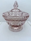 Vintage Anchor Hocking Pink Glass Wexford Pattern Covered Candy Dish Excellent