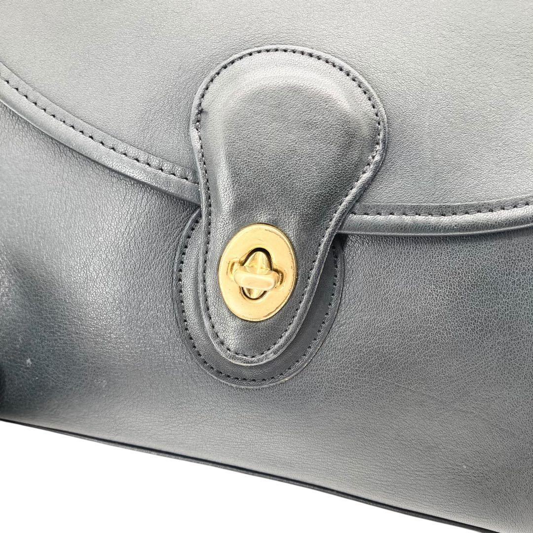 728 vintage old coach shoulder bag navy Gift Present 0528a