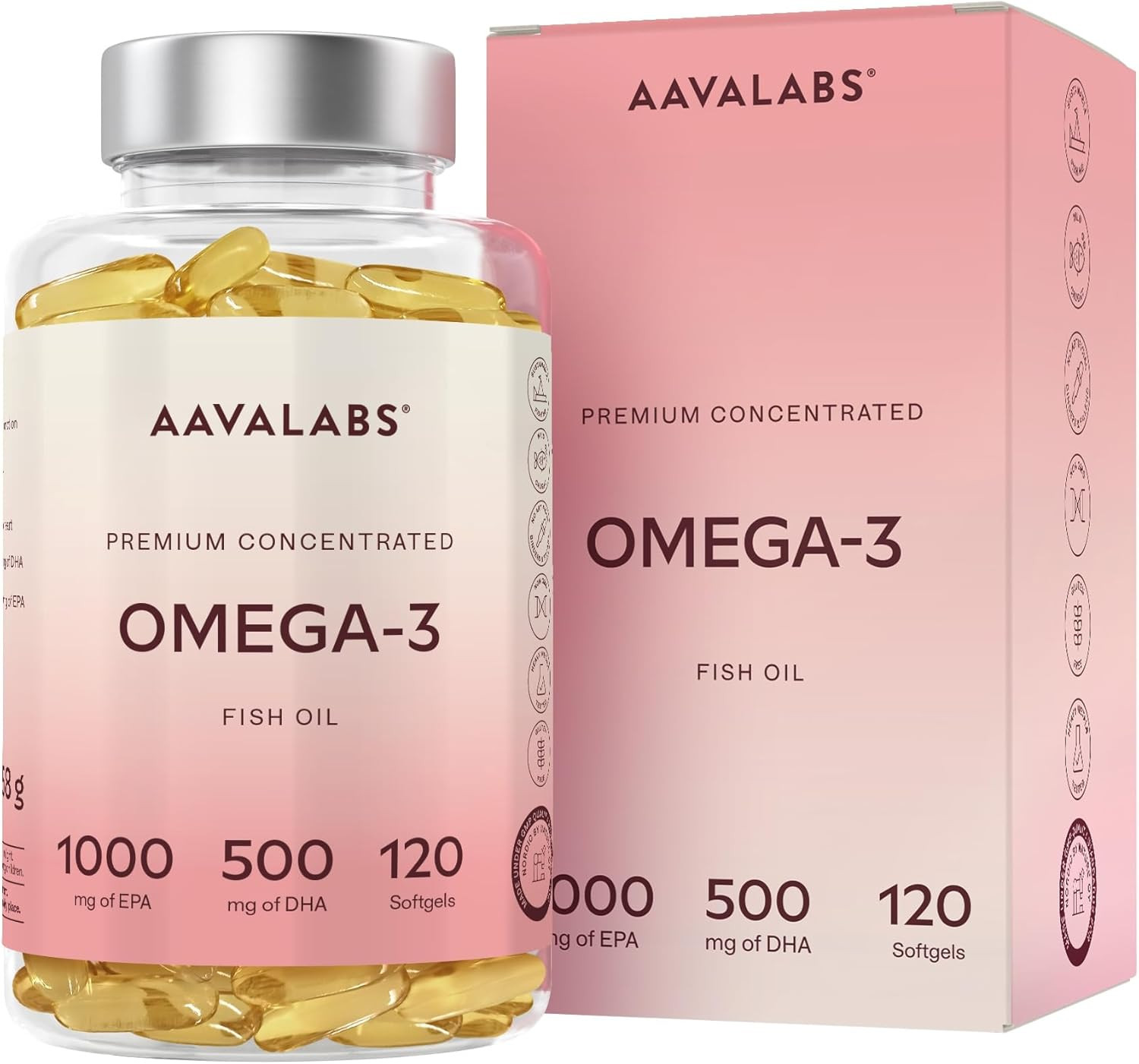 Omega 3 2000mg Alto Dosaggio | Olio di Pesce Puro EPA DHA Capsule