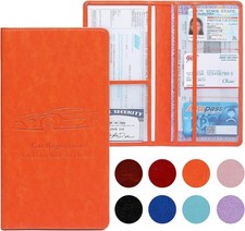 Car Registration and Insurance Card Holder for Women Men, Orange Glove Box Paper