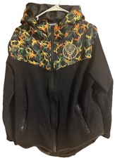 Men’s Large L Jagermeister Jacket Hoodie Size Large Black Camo Windbreaker 