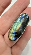 925 Sterling Silver Natural Oval Labradorite Bezel Statement Ring Size 9