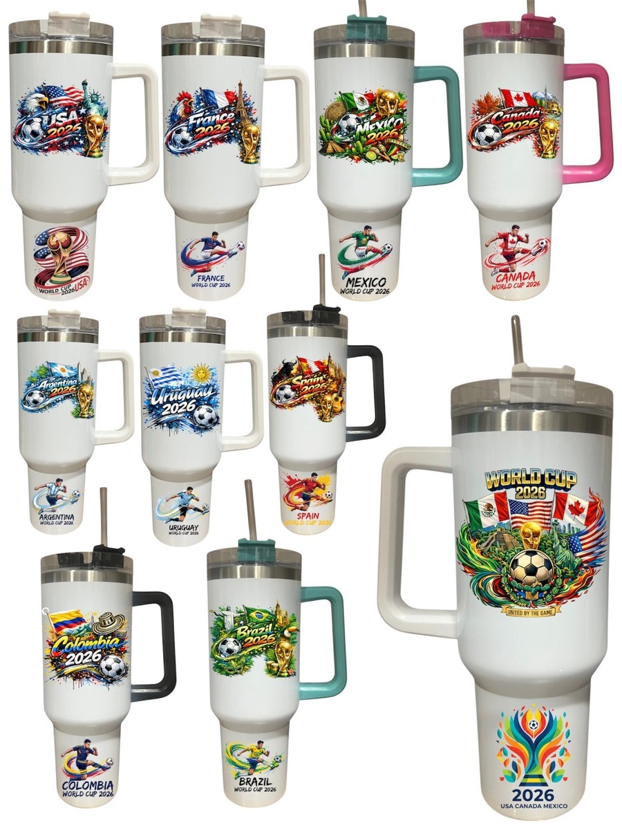 2026 World Cup 40 oz Thermal Mug with Handle and Straw Insulated