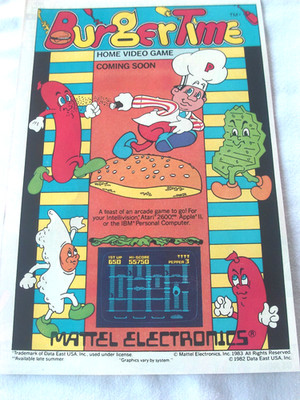 1982 Color Ad BurgerTime Mattel Electronics Video Game