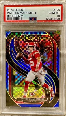 JERSEY # MATCH! 2024 Select Patrick Mahomes Blue Checker 15/175! PSA 10 CHIEFS!
