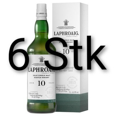 6x Laphroaig 10 Jahre Single Malt Scotch Whisky 0,7 Ltr. 40% Schottland
