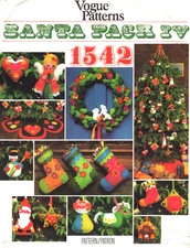 Santa Pack IV Christmas Decorations Vogue Sewing Pattern 1542