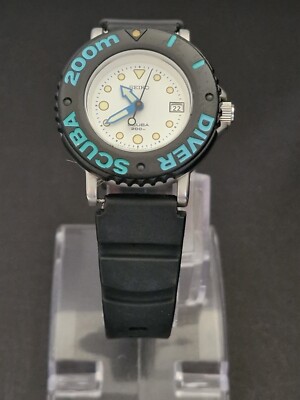 Seiko Scuba Diver 3E35-002A Quartz Blue Ladies Watch 80's Quartz
