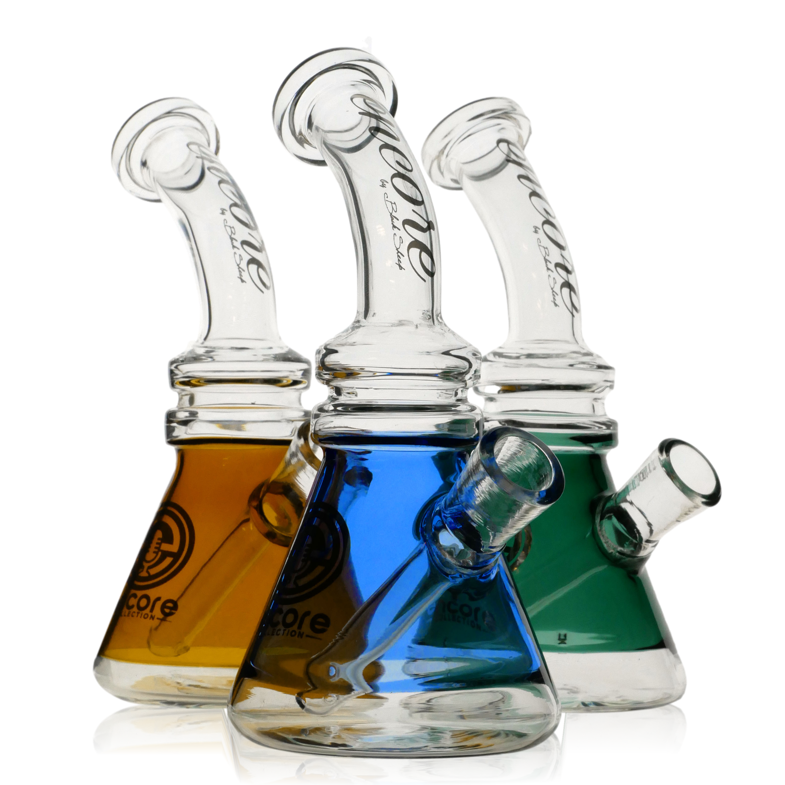 7" Inch MINI Color Beaker Fixed Stem  Bent Bong Water Pipe Glass Tobacco Hookah