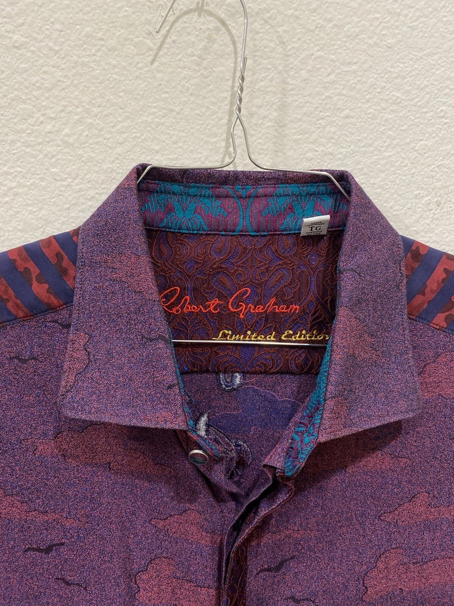 Chemise Robert Graham édition Limitée Noble Touch Marine - Taille XL, 51% Polyester 49% Soie