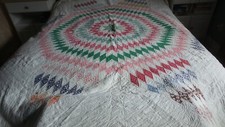 Antique PATCHWORK QUILT, 94"x94", Giant Star Pattern, Multi-Color
