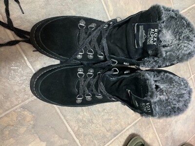 Roxy Alpine Collection Sadie Boots Black Suede Faux Fur Lined Women's Size 9