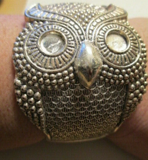 Metal Owl Womens Cuff Bracelet Silver Toned Fall Bold Boho Fashion