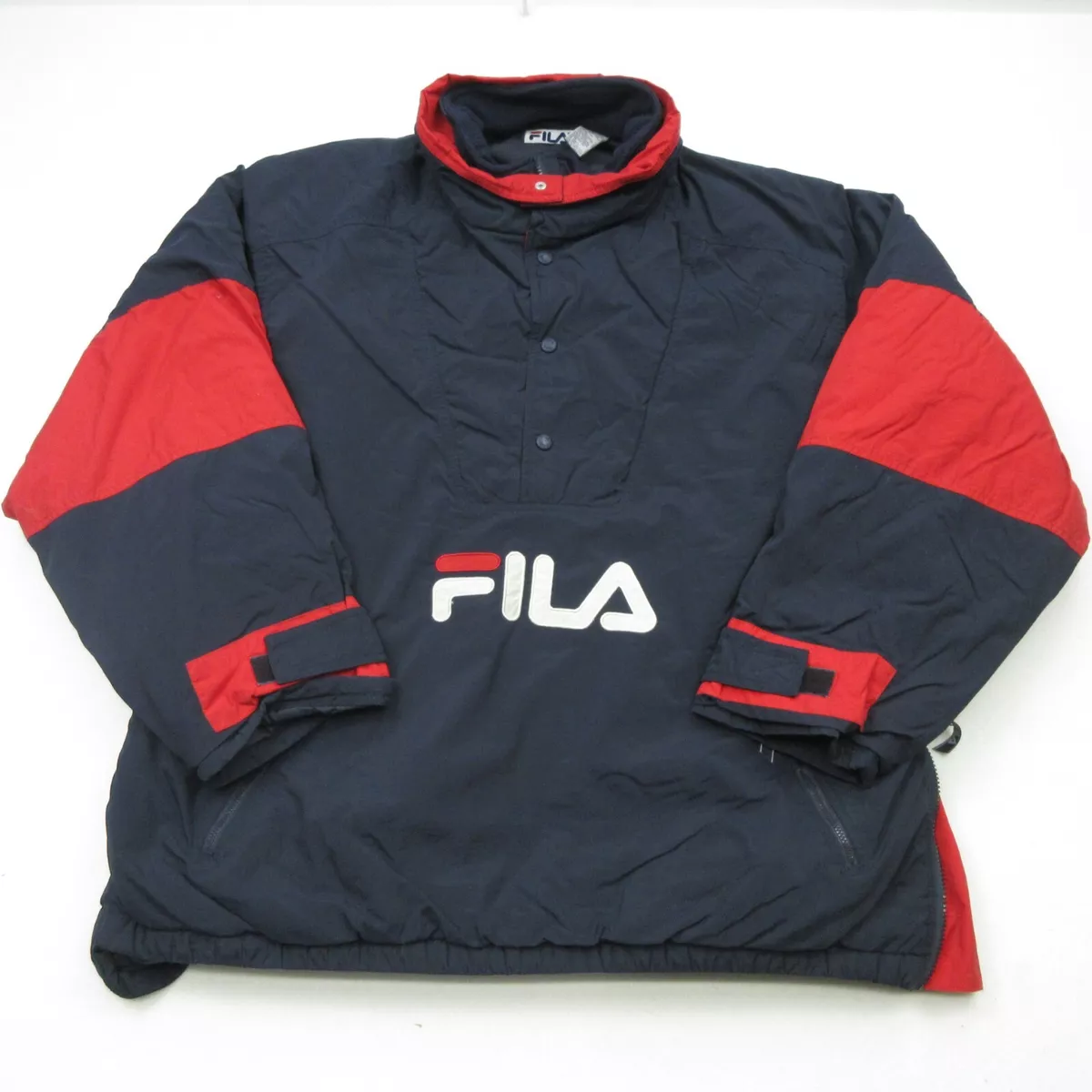 Korst concept Politie VINTAGE Fila Jacket Mens XL Red Navy Blue Logo Outdoor Puffer Zip Pullover  90&#039;s | eBay