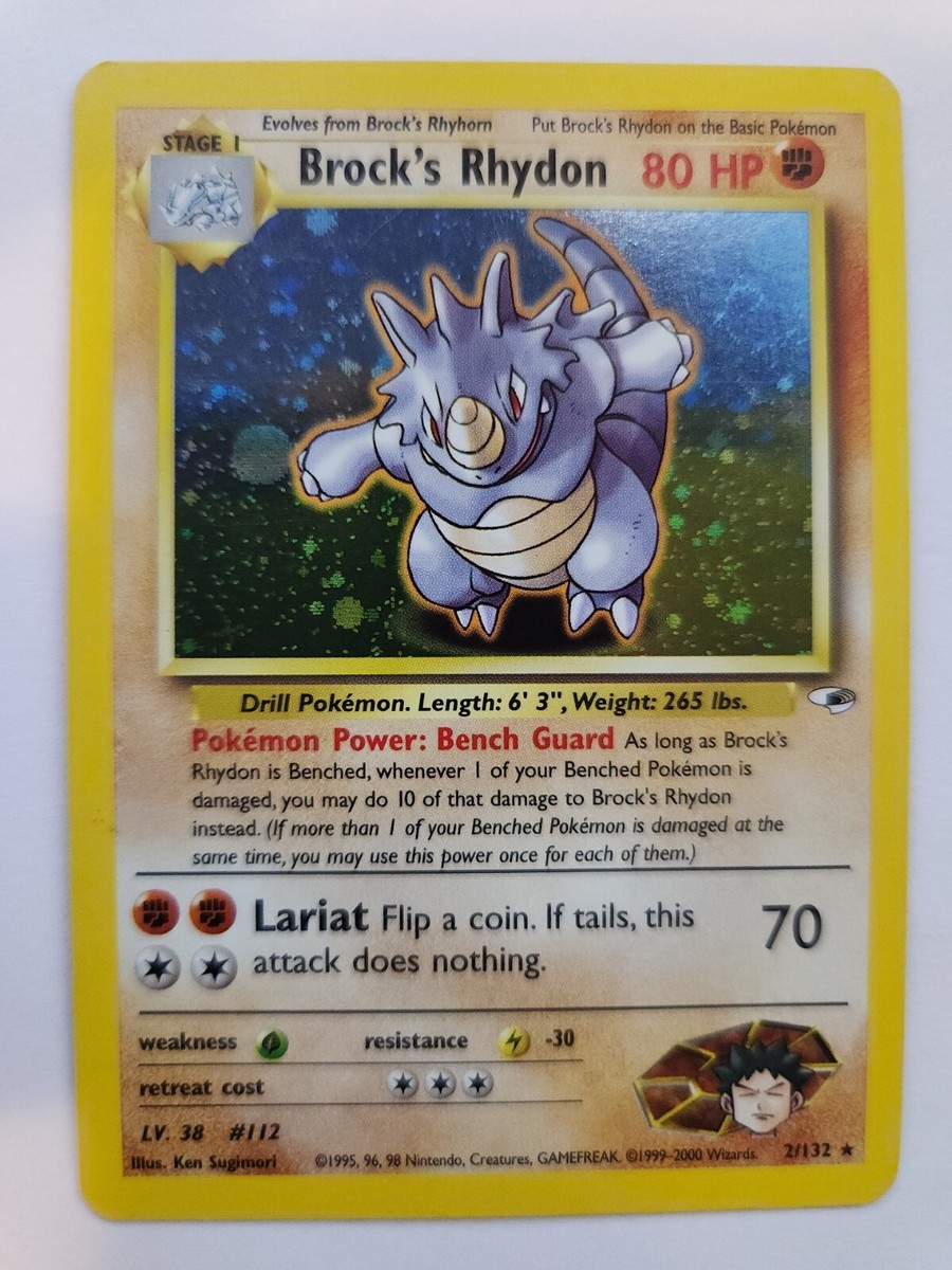 brock's rhydon pokemon card value Brock's Rhydon Holo Base Pokemon Card WOTC NM