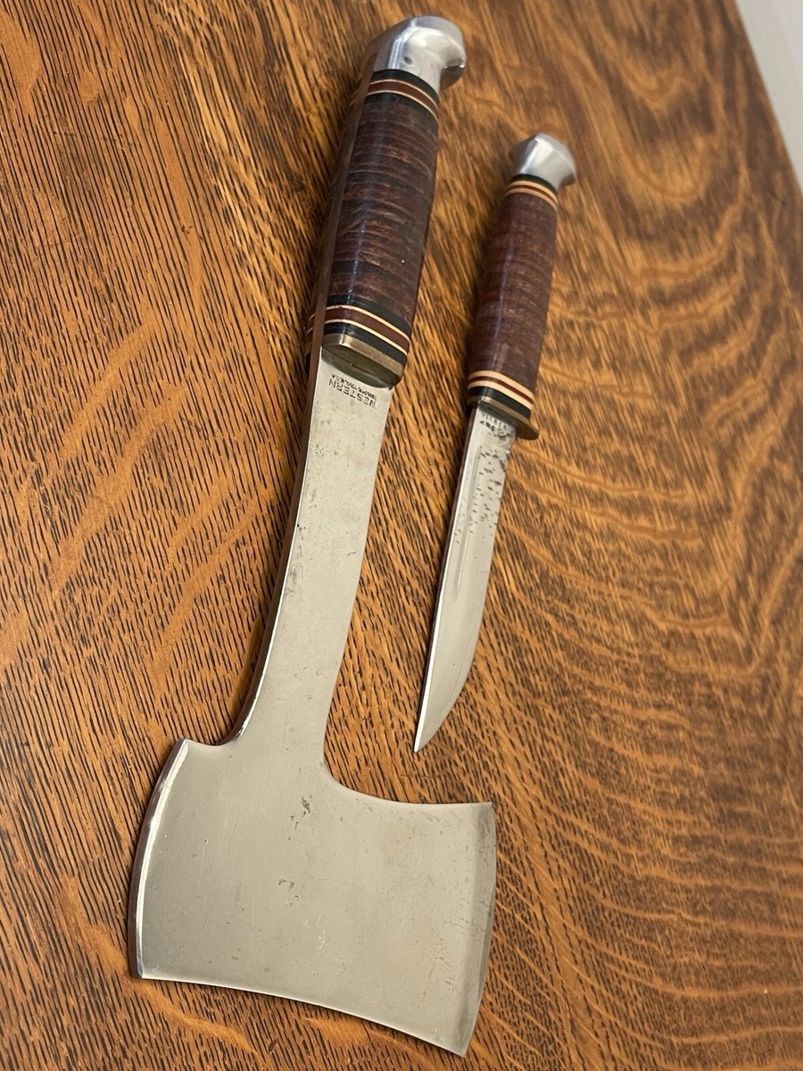 VTG Western Boulder Colo. L66 Hatchet Axe & Kabar 1232 Fixed Blade