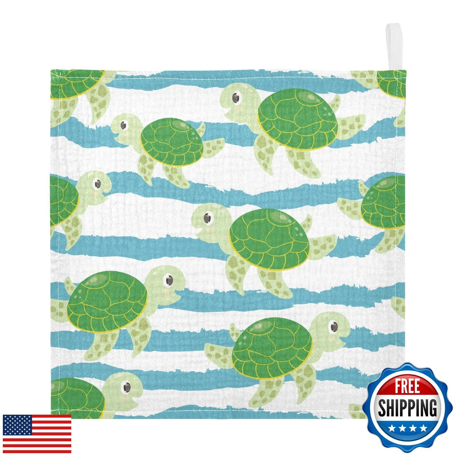 vvfelixl Cute Characters Green Turtles Baby Burp Cloths Baby Muslin Washcloth